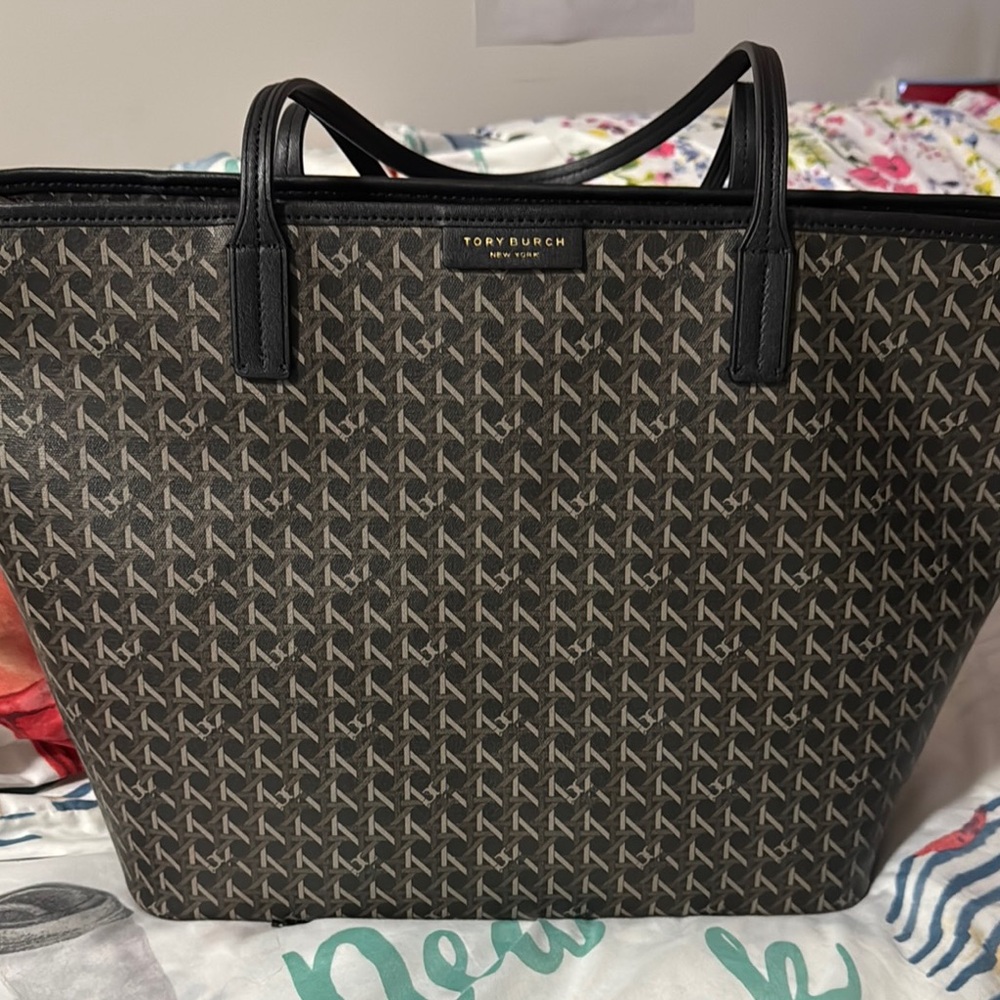 Tory Burch Black and Gray Tote Bag